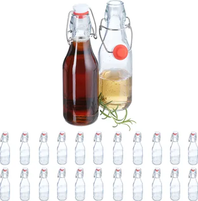Produktbild von relaxdays Zestaw 24 szklanych butelek z korkiem obrotowym