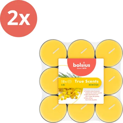 Zdjęcie produktu dla Bolsius - True Scents - podgrzewacze zapachowe - 18 sztuk w opakowaniu - Mimosa - Value pack - 36 sztuk - 2 opakowania