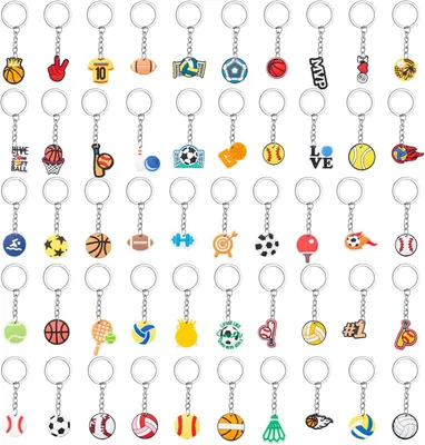 Produktbild von Schlüsselanhänger 50 Stück, PVC Mini Sportbälle, verschiedene Sportarten, für Kinder