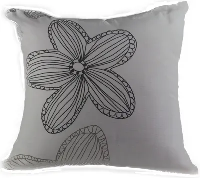 Produktbild von Kissenhülle Kissenbezug Dekokissen Blumenmuster 100% Baumwolle 45 x 45 cm weiß-grau