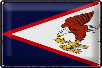 Produktbild von Blechschild Flagge 30x20cm Retro Flag of American Samoa