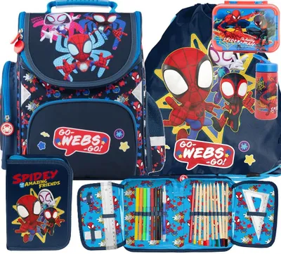 Produktbild von SPIDEY SPIDERMAN Schulranzen set 5in1 Ranzen rucksack Federmappe Turnbeutel SPIDER-MAN fur JUNGEN FÜR SCHULKINDER SCHULRANZEN FEDERMAPPE TURNBEUTEL