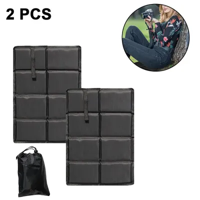 Produktbild von 2er Set Outdoor Sitzmatte/Faltbares Iso-Thermo-Sitzkissen mit Tragetasche und Karabinerhacken für ideale Befestigung Schwarz