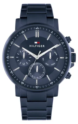 Produktbild von Tommy Hilfiger Multi Zifferblatt Quarz Uhr für Herren mit Blaues Edelstahlarmban