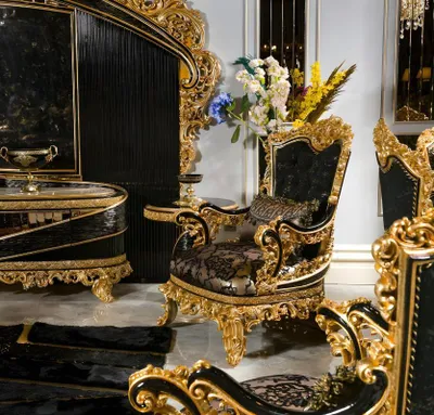 Immagine prodotto di Poltrona moderna in tessuto nero e legno