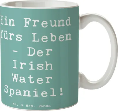 Produktbild von Mr. & Mrs. Panda Tasse mit Spruch Spruch Irish Water Spaniel Freund - Meeresbrise - Geschenk, Freundschaft Hund, Henkelpott, Bürotasse, Hunderasse, besondere, Hundepflege