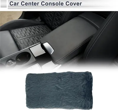 Produktbild von Auto Mittelkonsole Abdeckung Auto Armlehnenabdeckung mit Plüschpolster 13,39"x6,30"x1,97" Schwarz Grau Nappaleder, Plüsch