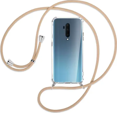 Produktbild von Handykette Backcover-Schutzhülle mit Band (Metall silberfarben) für OnePlus 7T Pro - beige