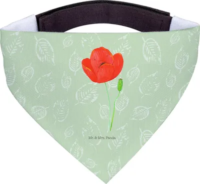 Produktbild von Mr. & Mrs. Panda Bandana Blume Mohnblume - Blattgrün - Geschenk, Hund, Selbstliebe, Religion, Glaube, Dreieckstuch, Motivation, Halstuch Für Hunde, Garten, Hundehalstuch