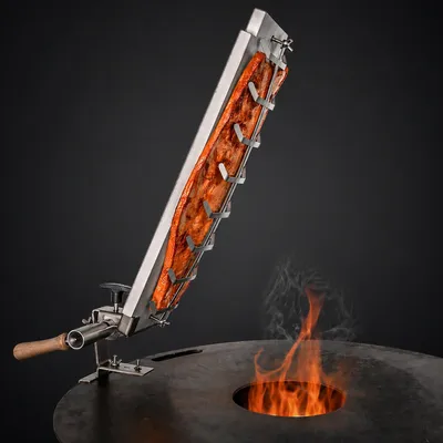 Produktbild von Flammlachsblech 60x18cm aus Edelstahl inkl. Edelstahlseitenhalterung für Grillplatten