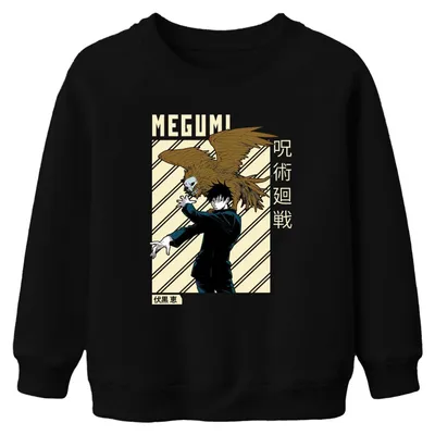 Zdjęcie produktu dla MEGUMI Jujutsu Kaisen 呪術廻戦 Fushiguro Shikigami Anime Aesthetics Uni  bluza dziecięca, czarny, 140