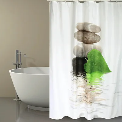 Produktbild von Duschvorhang MSV LINGGA Textil 180 x 200 cm grau grün schwarz weiß 149500