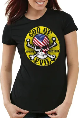 Produktbild von style3 God of Evil T-Shirt Damen Rocker Skull Tattoo Totenkopf, Größe:M