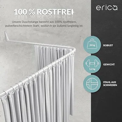 Produktbild von Famanu Duschvorhangstange U-Form 85 x 95 x 85 cm - Weiß