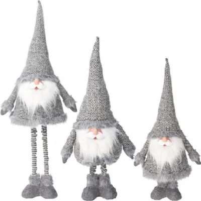 Image de Père Noël sur pattes télescopiques 100 cm - Déco de Noël argentée