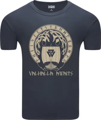 Produktbild von Diarbo Herren T-Shirt mit Wikinger Druck Walhalla erwartet Sie Dunkelgrau Gr.XXL