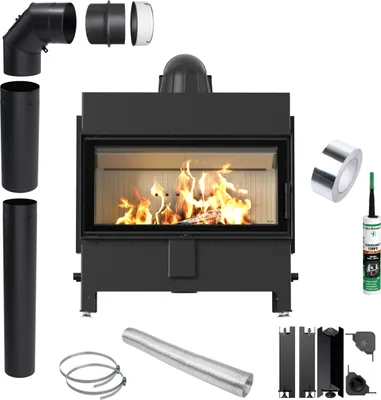 Produktbild von KRATKI LUCY 16kW Ø200 Luft Kamineinsatz Rekuperation mit Rohrset