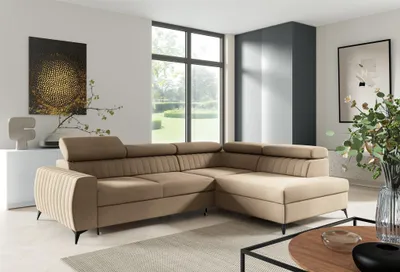 Produktbild von Ecksofa Schlafsofa Sofa TORONTO Stoff Element Beige Ottomane Rechts