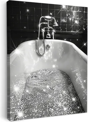 Produktbild von Wanddeko 30x40 cm - BadezimmerGlitzer-Badewanne, Leinwand Bilder, Wandbilder, Gemälde