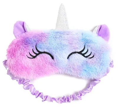 Produktbild von Schlafmaske mit Plüschtier und Cartoon-Einhorn zum Schlafen, niedliche 3D-Einhorn-Schlafmaske, atmungsaktive Schlafmaske, ideal für Reisen und Nickerchen… (lila)