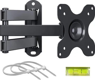 Imagen del producto de Soporte de pared para TV de movimiento completo, compatible con televisores LED/LCD de 13 a 30 pulgadas, con estándar VESA 75x75/100x100, inclinación de ±15°, rotación de ±15°/360°, y capacidad de carga de 15 kg