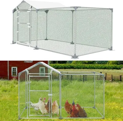 Imagen del producto de Gallinero con espacio exterior. Jaula exterior para gallinas. Casa para gallinas de 2x1x1.5 metros