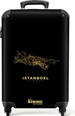 Produktbild von NoBoringSuitcases.com® Koffer Handgepäck Trolley Rollkoffer Kleine Reisekoffer mit 4 Rollen - Karte - Stadtplan - Gold - Istanbul - Türkei - Cabin Size < 55x40x23 cm & 55x40x20 cm - Fotokoffer - Kabinenkoffer - BoardgepäckHandgepäck Koffer 55x35x20 cm, 36L,