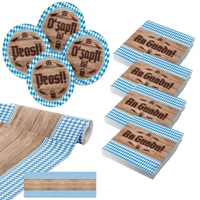 Produktbild von SET - Tischläufer + 80 Servietten (4er Pack) + 80 Bierdeckel (2er Pack)   bayrisch weiß blau