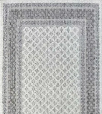 Productafbeelding van Geometrisch vloerkleed, woonkamer, blauwe rand, ornament, kortpolig