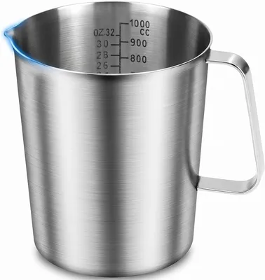 Produktbild von Edelstahl Messbecher 1000 ml, 304 Edelstahl, mit Skala und Ausgießer, für Küche