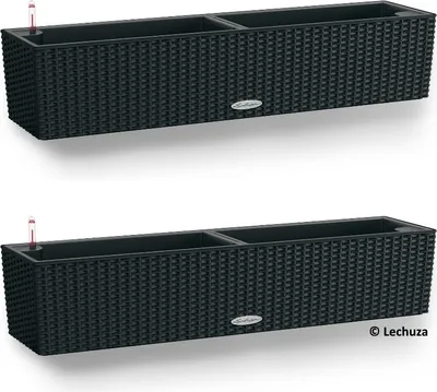 Produktbild von 2er - Set LECHUZA® Blumenkasten BALCONERA Cottage 80 Graphitschwarz