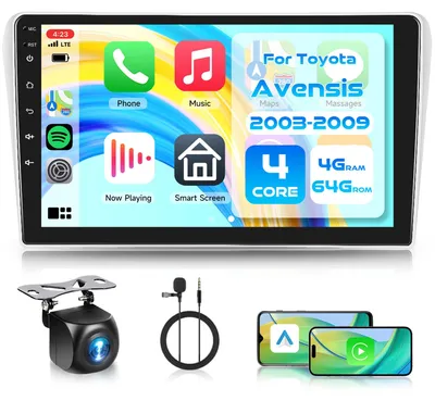 Image de Autoradio Android 9 pouces avec 4G et 64 Go de stockage, compatible Carplay, Android Auto, GPS, Bluetooth, FM/RDS et DAB