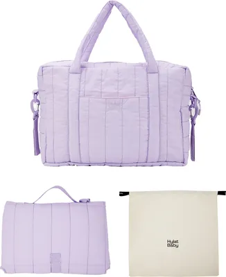 Produktbild von Hylat Baby Wickeltasche mit Wickelunterlage und Baumwolltasche - ideal für unterwegs - Violett