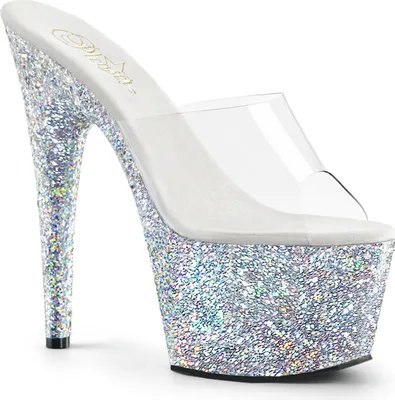 Produktbild von ADORE-701LG Damen Slipper von Pleaser, Transparent Silber , EU 35, US 5