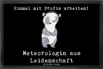 Produktbild von Mr. & Mrs. Panda Fußabtreter Meteorologin Leidenschaft 40 x 60 cm - Schwarz - Geschenk, Fussmatte, Schmutzfangmatte, Sauberlaufmatte, fußmatte, Türmatte