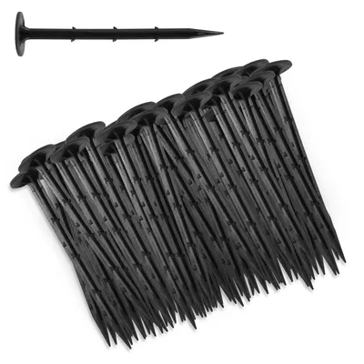 Zdjęcie produktu dla 200 szt. kołków rozporowych, dł. 160 mm, plastikowe kołki rozporowe chroniące przed rdzą, ogrodowe kołki rozporowe, czarne, mocowanie z włókniny przeciw chwastom