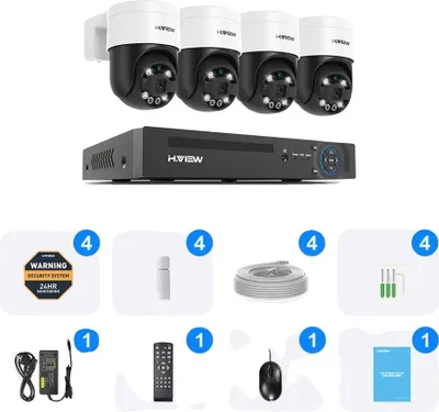 Image de Système de vidéosurveillance, résolution 8 MP, fonctions de détection intelligentes, 4 caméras 8 MP, 2 To par an