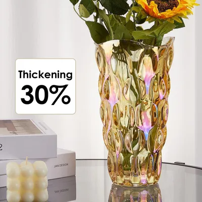 Immagine prodotto di Elzusha - Vasi in vetro per fiori, infrangibili e dal design moderno (oro)