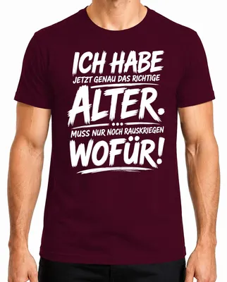 Immagine prodotto di T-shirt da uomo con scritta "Ho l'età perfetta per il sarcasmo e l'umorismo", colore bordeaux, taglia XXL