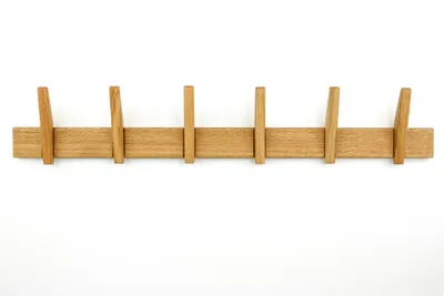 Produktbild von Eichenholz Wandgarderobe massiv – Handgefertigt, Natur geölt, 6 Haken, 85 cm