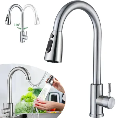 Produktbild von Wasserhahn Küche Ausziehbar, Hochdruck Küchenarmatur 360° Drehbar, Mischbatterie Spültischarmatur