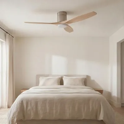 Image de Forlight - Ventilateur de plafond Stem Evo, diamètre 1320 mm, moteur DC silencieux, 30W + 20W LED, LED intégrées, température de couleur réglable (CCT) : 3000K - 4000K - 5000K, variateur intégré, pales en bois clair