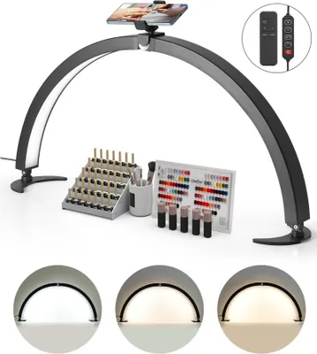 Zdjęcie produktu dla Lampa stołowa LED w kształcie półksiężyca - lampa biurkowa 40W z regulowanym światłem - lampa stołowa z gwoździem