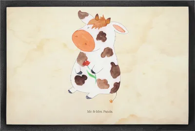 Produktbild von Mr. & Mrs. Panda Schmutzmatte Kuh 50 x 75 cm - Vintage - Geschenk, Schuhabstreifer, Türmatte, Bodenvorleger, fußmatte, Bauernhof, Sauberlaufmatte, Spruch, Kühe, Milch