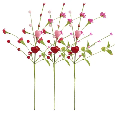 Produktbild von Künstliche Beerenstiele zum Valentinstag, rosa-rote herzförmige Beerenstecker für Valentinstag, Hochzeit, Feier, Jahrestag, Tischdekoration zu Hause