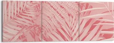 Produktbild von Bild auf Leinwand - Leinwandbild - 3 Teile - Rosa Blätter Palmen - 150x50cm - Wand Bild - Wanddeko - Wandbilder - Leinwanddruck - Bilder - Wanddekoration - Leinwand bilder - Wandbild - CA150x50-4745