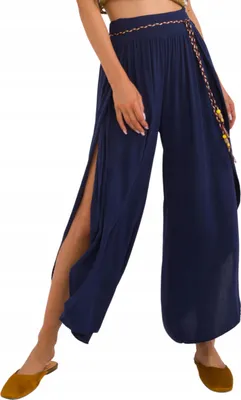 Produktbild von Weit geschnittene Sommerhose für Damen, Palazzo-Haremshose, marineblau, XL