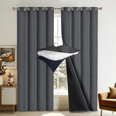 Obrázok produktu pre Termoizolačné závesy, velvet, panelové závesy, 2 kusy, sivé