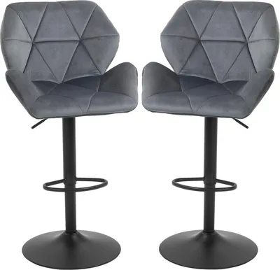 Produktbild von Fortuna Lai Barhocker 2er Set, Gepolstert Barstuhl mit Metallgestell, Lehne, Samtoptik, Höhenverstellbar 360° Drehbar