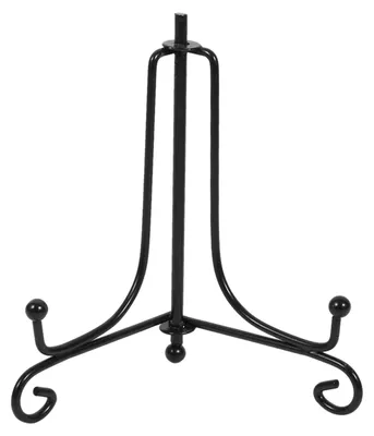 Image de 1 chevalet en fer de 10,2 cm, support de présentation classique, pour bols, assiettes, cadres photo, livres, œuvres d'art, noir
